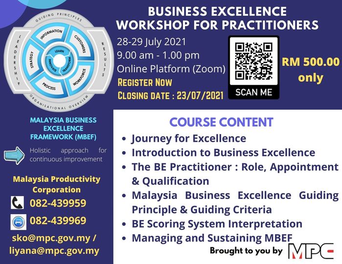 Come and Join Us….
Business Excellence Workshop for Practitioners

28-29 July …