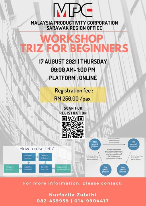 Let’s Join US !

WORKSHOP ON TRIZ FOR BEGINNERS

DATE : 17 AUGUST 2021 | THURSDA…