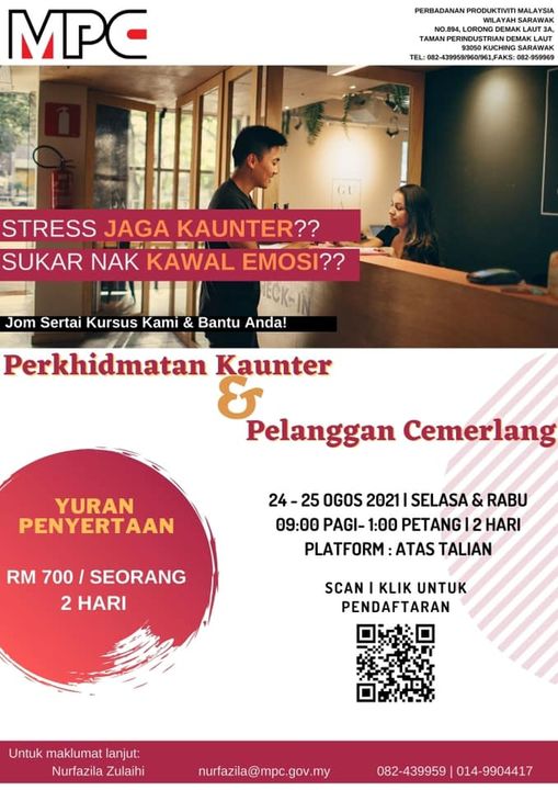 JOM SERTAI KAMI !

KURSUS PERKHIDMATAN KAUNTER & PELANGGAN CEMERLANG

Tarikh : 2…