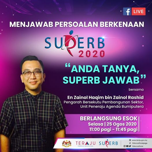 Anda tanya, SUPERB jawab. 

Saksikan FB LIVE bersama Encik Zainol Haqim, Pengara…