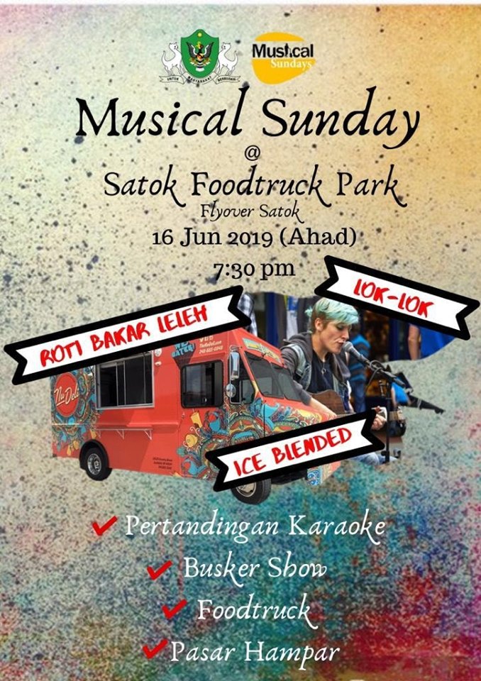 Musical Sundays akan diadakan pada 16 Jun 2019 mulai jam 7:30 malam bertempat di Satok Foodtruck Park.